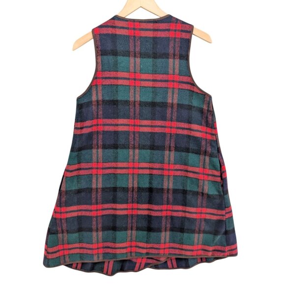 Davi & Dani Plaid Wrap Cardigan Womens Red Green Blue Open Front Sleeveless Sz S - Picture 2 of 14